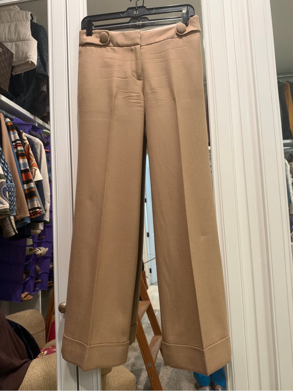 J.Crew Favorite Fit Wool Twill University Wide Leg Pants Camel 2P
